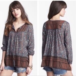 Urban Outfitters Floral Tunic Long Sleeve  Blouse Boho Style